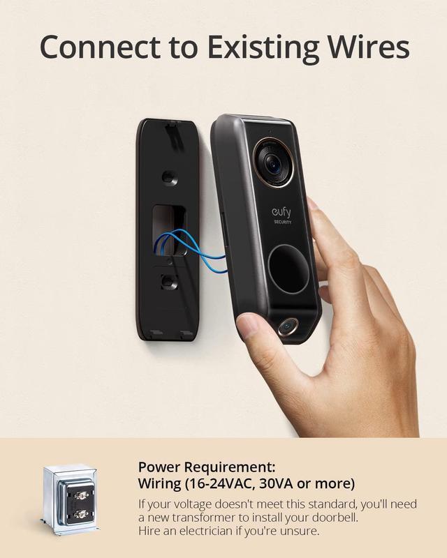 Alt view image 6 of 7 - eufy Security Video Doorbell Dual Camera (Wired) with Chime, Dual Cam, Delivery Guard, 2K with HDR, No Monthly Fee, 16-24V, 30VA