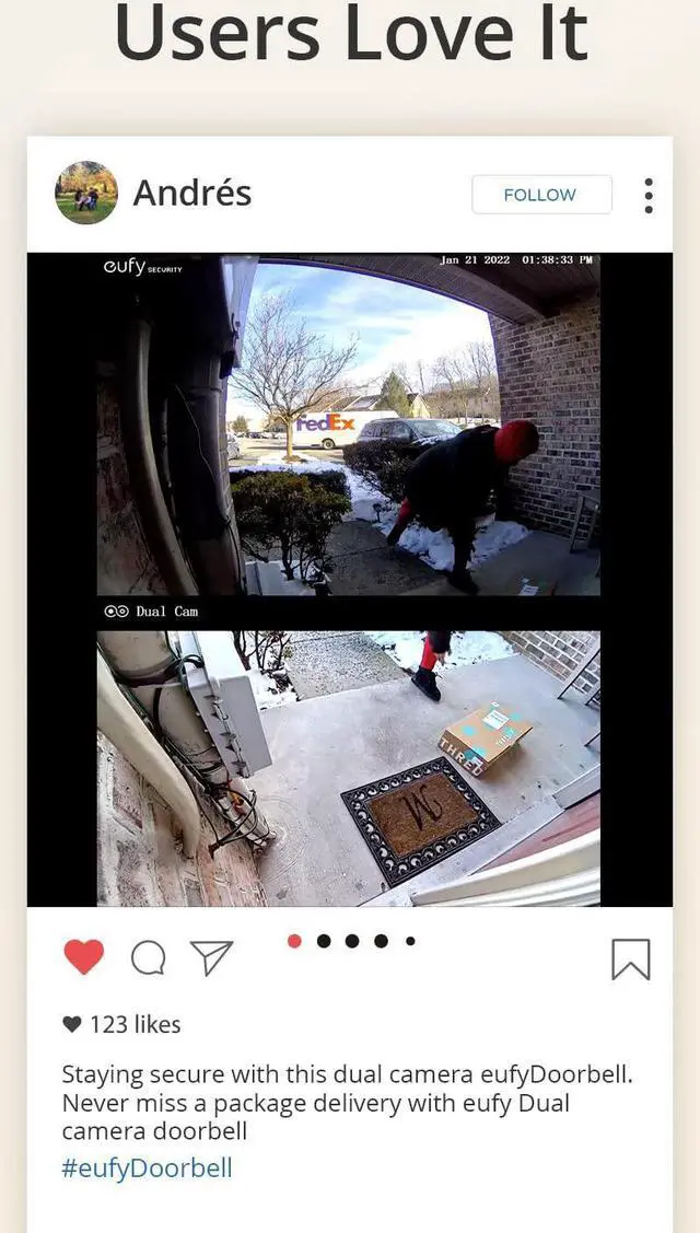 Alt view image 7 of 7 - eufy Security Video Doorbell Dual Camera (Wired) with Chime, Dual Cam, Delivery Guard, 2K with HDR, No Monthly Fee, 16-24V, 30VA