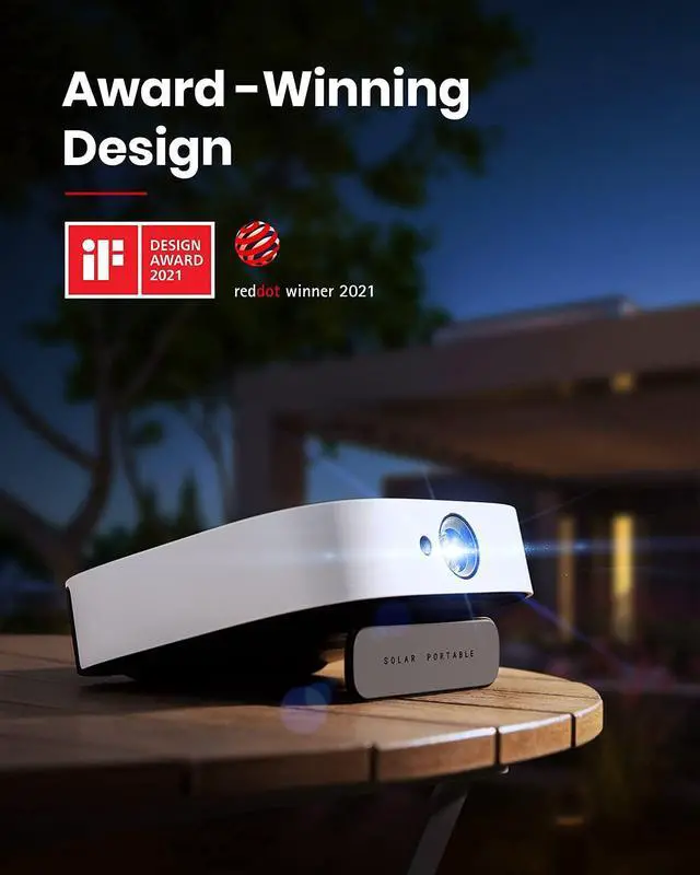 Alt view image 3 of 8 - Anker Nebula Solar Portable 1080p Projector, Full HD Smart Projector, 400 ANSI Lumen (1100 Lumen), 4K Supported, Autofocus, Keystone Correction , Built-in Stand, Up to 3Hr Video Playtime