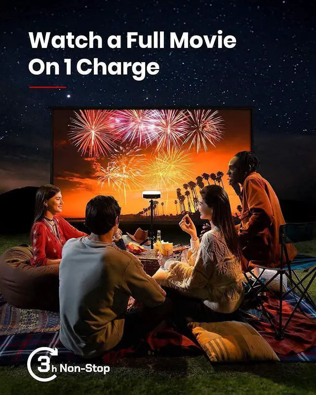 Alt view image 4 of 8 - Anker Nebula Solar Portable 1080p Projector, Full HD Smart Projector, 400 ANSI Lumen (1100 Lumen), 4K Supported, Autofocus, Keystone Correction , Built-in Stand, Up to 3Hr Video Playtime