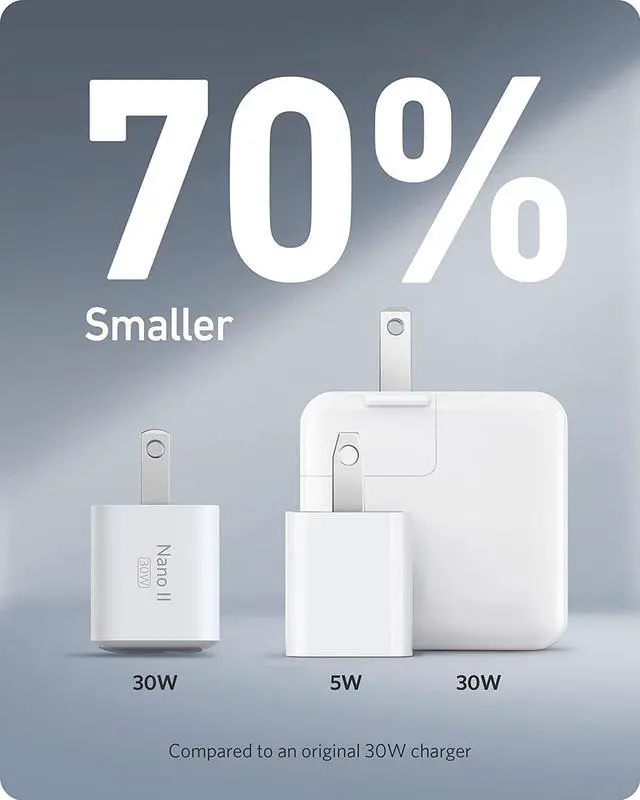 Alt view image 2 of 7 - Anker USB C Charger 30W, 711 Charger, Compact Fast Charger (Not Foldable) for MacBook Air/iPhone 13/13 Mini/ 13 Pro/ 13 Pro Max/ 12, Galaxy S21, Note 20, iPad Pro, Pixel, and More (White)