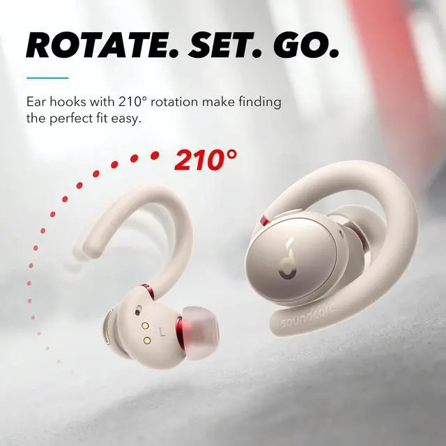 Alt view image 2 of 6 - Soundcore by Anker, Soundcore Sport X10 True Wireless Bluetooth 5.2 Workout Headphones, Rotatable Ear Hooks, Deep Bass, IPX7 Waterproof, Sweatproof, 32H Play, Fast Charge, Sport Earbuds, Gym, Running