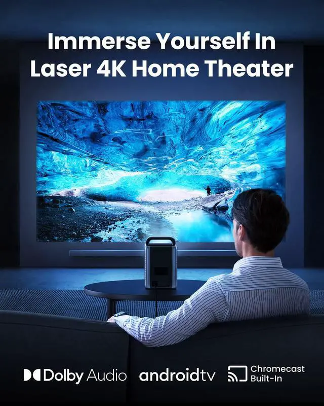 Alt view image 6 of 6 - NEBULA by Anker Cosmos Laser 4K Projector, 2200 ANSI Lumens, Android TV 10.0 with Dongle, Autofocus, Auto Keystone Correction, Screen Fit, Home Theater Projector with Wi-Fi & Bluetooth