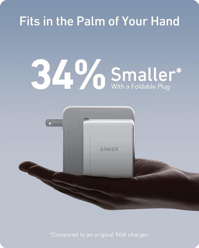 Alt view image 3 of 8 - Anker 100W USB C Charger, 736 Charger (Nano II 100W), 3-Port Fast Compact Wall Charger for MacBook Pro/Air, Google Pixelbook, ThinkPad, Dell XPS, iPad Pro, Galaxy S22/S20, iPhone 13/Pro (White)