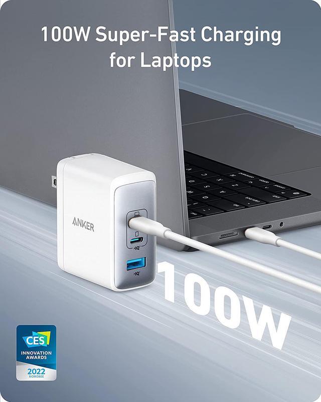 Alt view image 2 of 8 - Anker 100W USB C Charger, 736 Charger (Nano II 100W), 3-Port Fast Compact Wall Charger for MacBook Pro/Air, Google Pixelbook, ThinkPad, Dell XPS, iPad Pro, Galaxy S22/S20, iPhone 13/Pro (White)