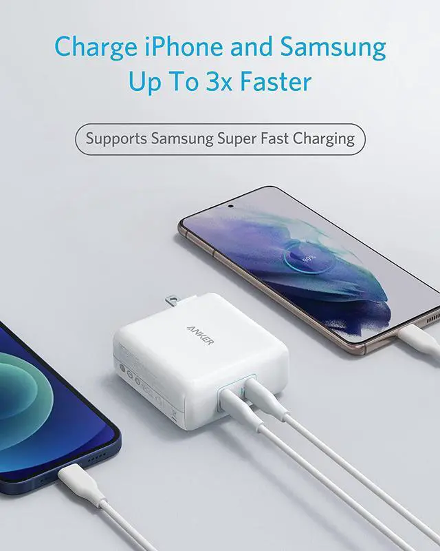 Alt view image 4 of 7 - Anker PowerPort III 2-Port 100W Charger PIQ 3.0 Ultra-Powerful Fast Charger, USB C Charger for MacBook Pro/Air, iPad Pro, iPhone 13/12/11, Galaxy/Note, Pixel and More (Cable Not Included)