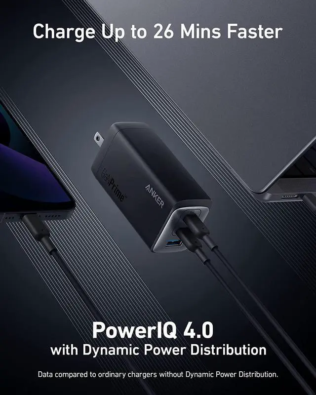 Alt view image 3 of 6 - Anker USB C Charger, Anker 737 Charger GaNPrime 120W, PPS 3-Port Fast Compact Foldable Wall Charger for MacBook Pro/Air, iPad Pro, Galaxy S22/S21, Dell XPS 13, Note 20/10+, iPhone 13/Pro, and More