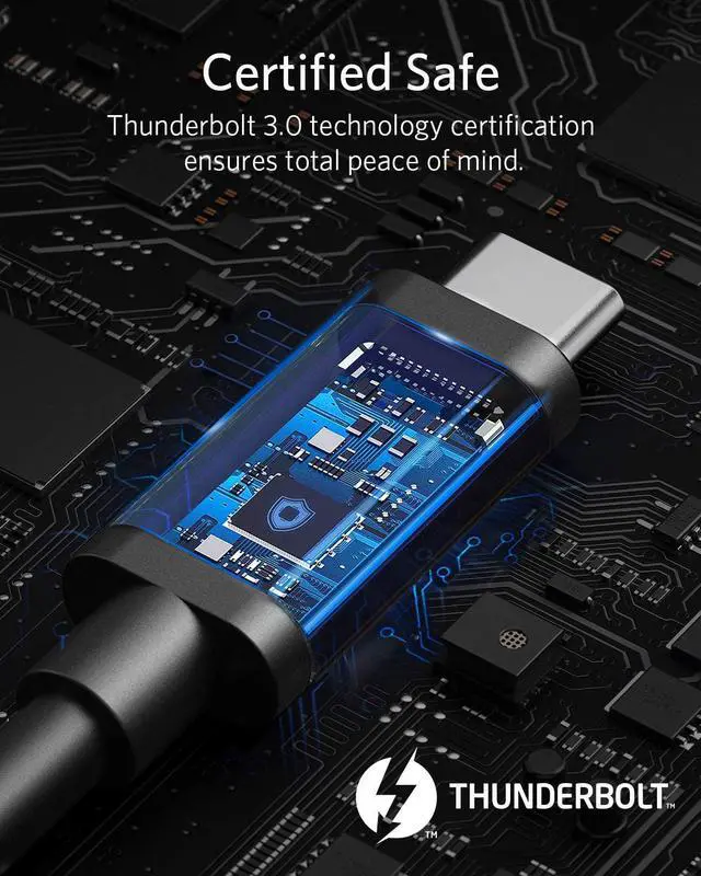 Alt view image 6 of 7 - Anker Thunderbolt 3.0 Cable 2.3 ft, Supports 100W Charging / 40Gbps Data Transfer USB C to USB C Cable, Ideal for Type-C MacBooks, Dell, iPad Air 4, iPad Pro 2020, Pixel, Hub, Docking, and More