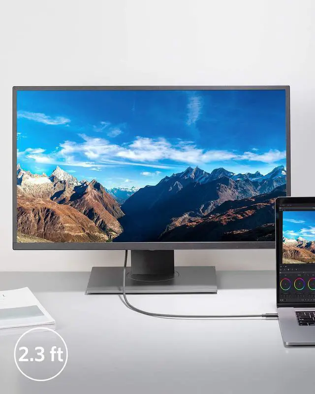 Alt view image 7 of 7 - Anker Thunderbolt 3.0 Cable 2.3 ft, Supports 100W Charging / 40Gbps Data Transfer USB C to USB C Cable, Ideal for Type-C MacBooks, Dell, iPad Air 4, iPad Pro 2020, Pixel, Hub, Docking, and More