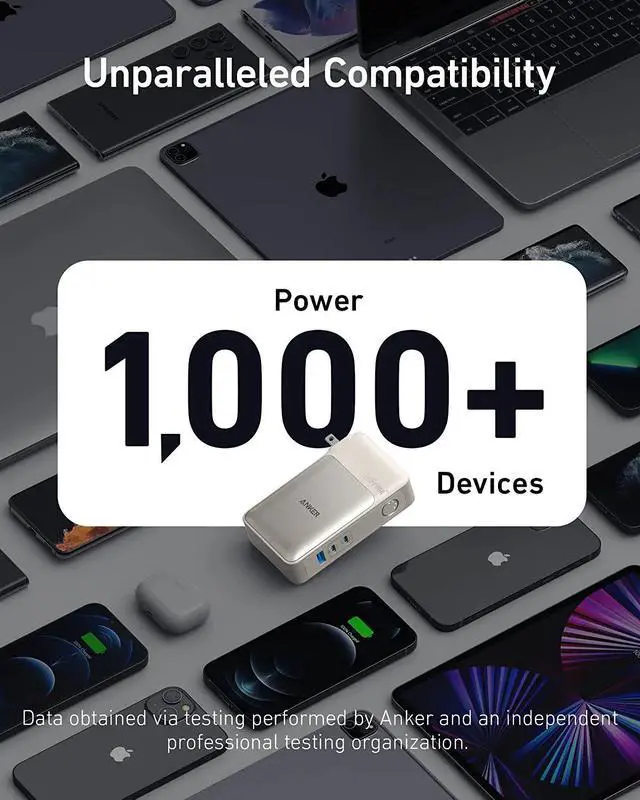 Alt view image 6 of 6 - Anker 733 Power Bank (GaNPrime PowerCore 65W), 2-in-1 Hybrid Charger, 10,000mAh USB-C Portable Charger with 65W Wall Charger, Works for iPhone 13, Samsung, Pixel, MacBook, Dell, and More White