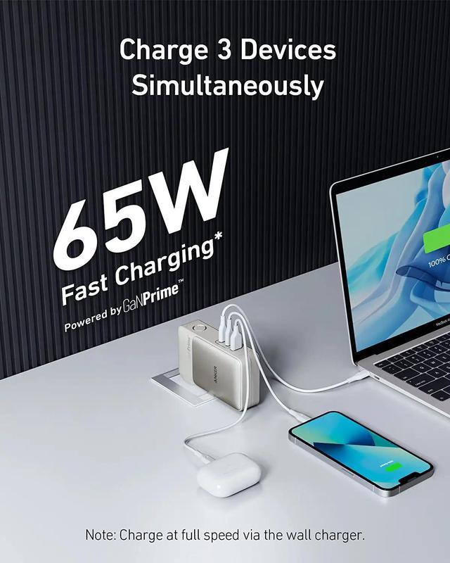 Anker 733 Power Bank (GaNPrime PowerCore 65W), 2-in-1 Hybrid Charger,  10,000mAh USB-C Portable Charger with 65W Wall Charger, Works for iPhone  13, Samsung, Pixel, MacBook, Dell, and More White - Newegg.com