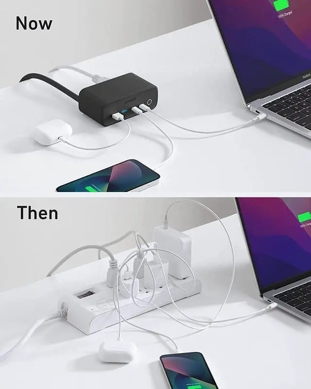 Alt view image 5 of 6 - Anker 525 Charging Station, 7-in-1 USB C Power Strip for iphone12/13, 5ft Extension Cord with 3AC,2USB A,2USB C,Max 65W Power Delivery Desktop Accessory for MacBook Pro, Home, Office (Phantom Black)