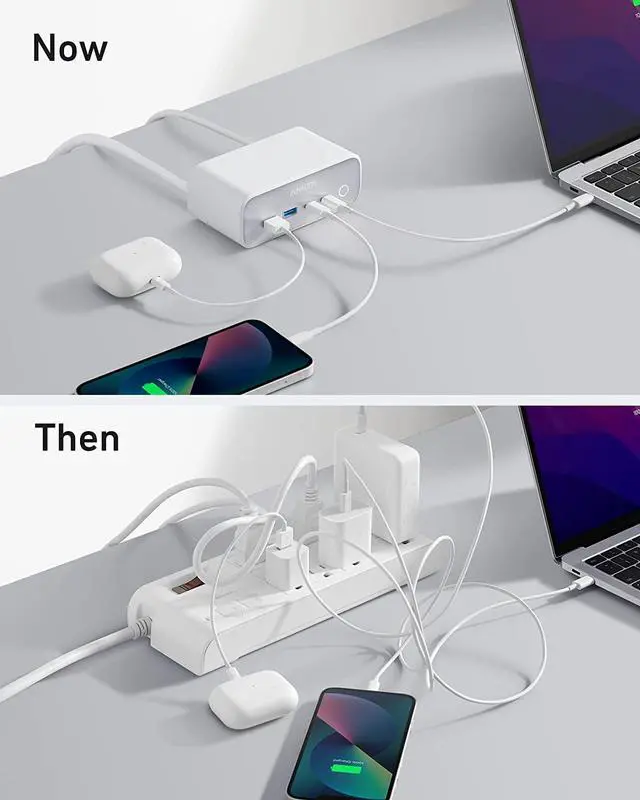 Alt view image 5 of 6 - Anker 525 Charging Station, 7-in-1 USB C Power Strip for iphone12/13, 5ft Extension Cord with 3AC,2USB A,2USB C,Max 65W Power Delivery Desktop Accessory for MacBook Pro, Home, Office (White)