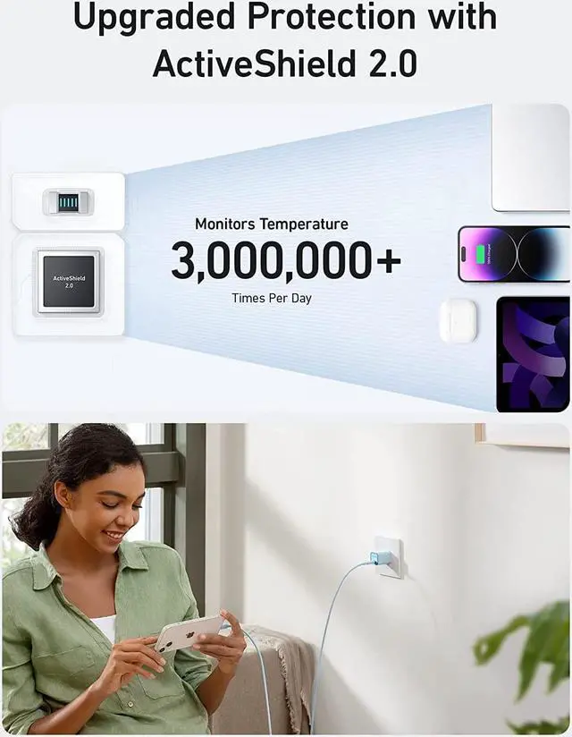 Alt view image 5 of 6 - USB C GaN Charger 30W, Anker 511 Charger (Nano 3), PIQ 3.0 Foldable PPS Fast Charger for iPhone 15/15 Pro/14/14 Pro Max/13, Galaxy, iPad (Cable Not Included) - Misty Blue