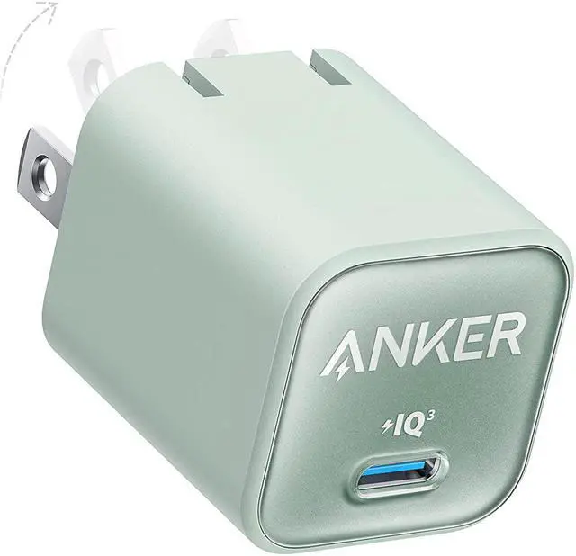 USB C GaN Charger 30W, Anker 511 Charger (Nano 3), PIQ 3.0 Foldable PPS Fast Charger for iPhone 15/15 Pro/14/14 Pro Max/13, Galaxy, iPad (Cable Not Included) - Natural Green