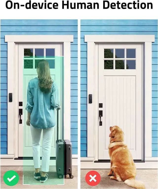 Alt view image 3 of 5 - eufy Security, Video Doorbell 2K (Battery-Powered) with Chime, 2K HD, No Monthly Fee, On-Device AI for Human Detection, 2-Way Audio, 16GB Local Storage, Simple Self-Installation (Renewed)