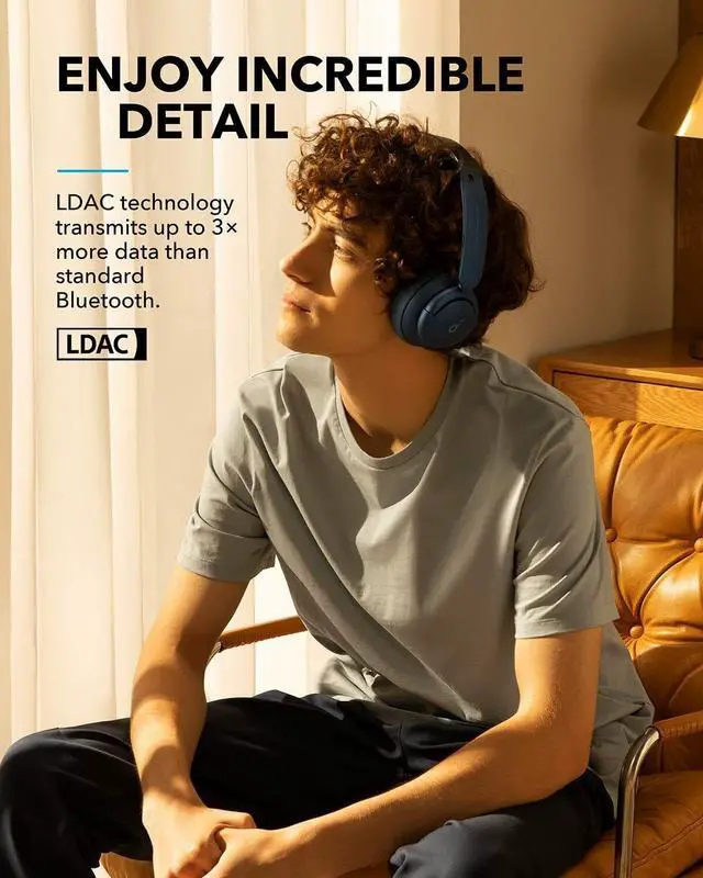 Alt view image 2 of 7 - Soundcore by Anker Life Tune Pro Multi Mode Active Noise Cancelling Headphones, Bluetooth Headphones with LDAC for Hi Res Wireless Audio, 40H Playtime, Comfortable Fit, Clear Calls (Renewed)