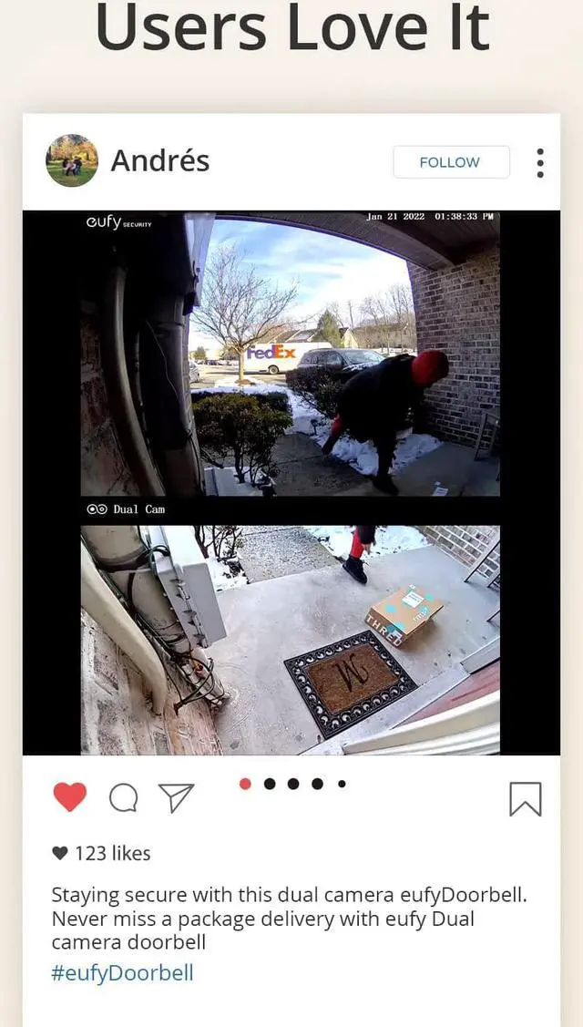 Alt view image 7 of 7 - eufy Security Video Doorbell Dual Camera (Wired) with Chime, Dual Cam, Delivery Guard, 2K with HDR, No Monthly Fee, 16-24V, 30VA (Renewed)