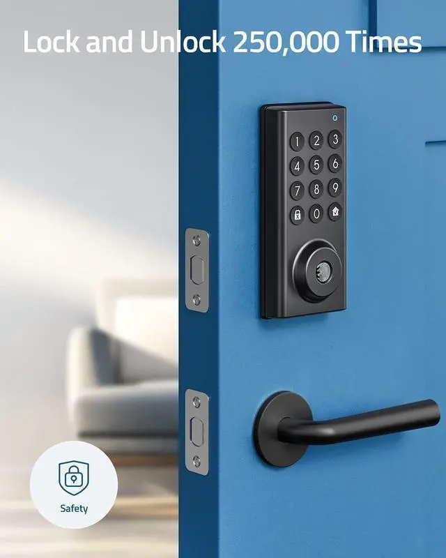 Alt view image 4 of 6 - eufy Security Smart Lock with Wi-Fi Bridge, Keyless Entry Door Lock with Wi-Fi, App Control, Bluetooth Electronic Deadbolt, BHMA Certified, IPX3 Weatherproof Protection, Electronic Keypad (Renewed)