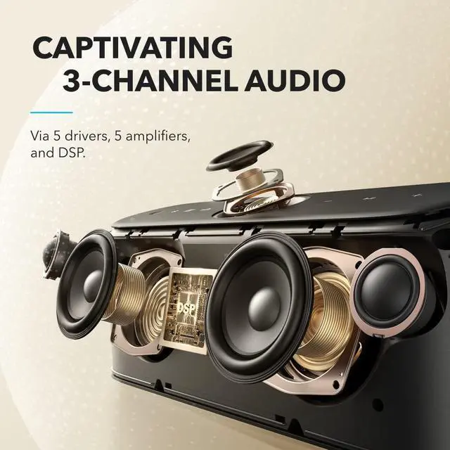 Alt view image 5 of 9 - Soundcore Motion X600 Portable Bluetooth Speaker with Wireless Hi-Res Spatial Audio,50W Sound, IPX7 Waterproof, 12H Long Playtime, Pro EQ, Built-in Handle, AUX-in