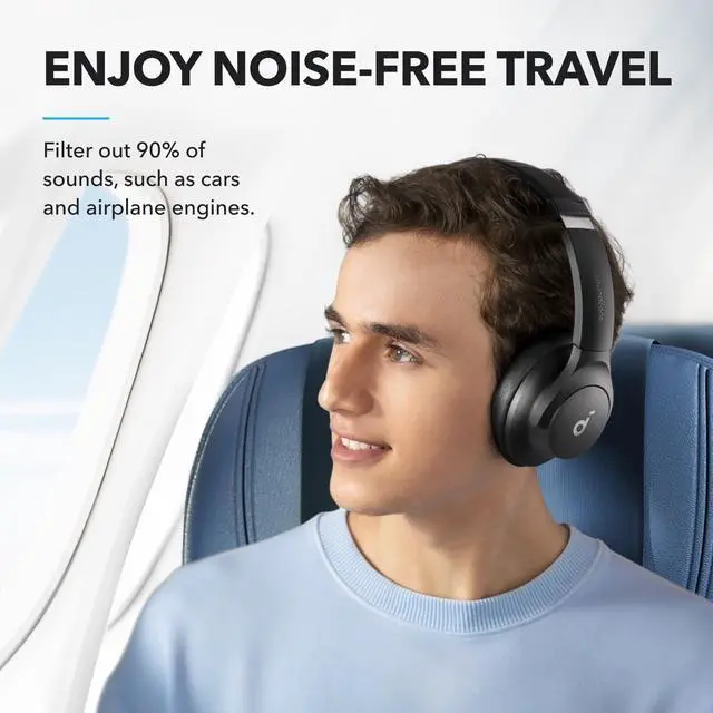 Alt view image 2 of 7 - soundcore by Anker Q20i Hybrid Active Noise Cancelling Wireless Over-Ear Bluetooth Headphones