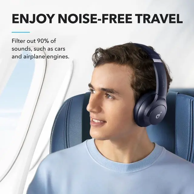 Alt view image 2 of 7 - soundcore by Anker Q20i Hybrid Active Noise Cancelling Headphones, Wireless Over-Ear Bluetooth, 40H Long ANC Playtime, Hi-Res Audio, Big Bass, Customize via an App, Transparency Mode - Blue