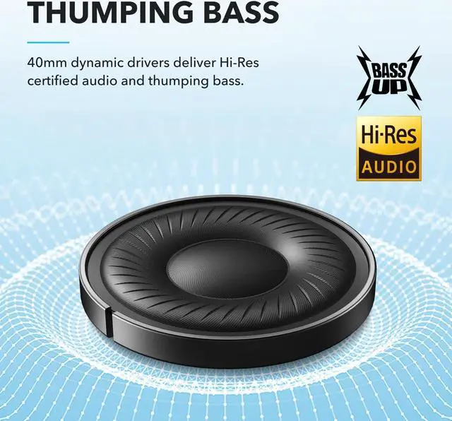 Alt view image 3 of 7 - soundcore by Anker Q20i Hybrid Active Noise Cancelling Headphones, Wireless Over-Ear Bluetooth, 40H Long ANC Playtime, Hi-Res Audio, Big Bass, Customize via an App, Transparency Mode - Blue