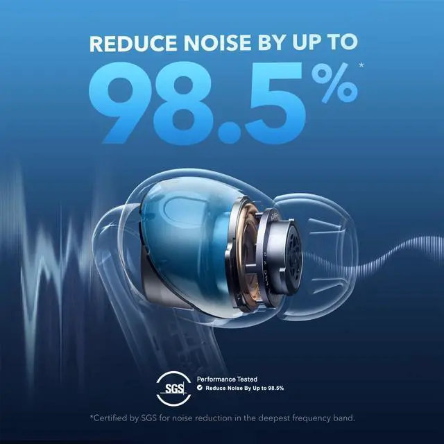 Alt view image 2 of 7 - soundcore by Anker Liberty 4 NC Wireless Noise Cancelling Earbuds, 98.5% Noise Reduction, Adaptive Noise Cancelling to Ears and Environment, Hi-Res Sound, 50H Battery, Wireless Charging, Bluetooth 5.3