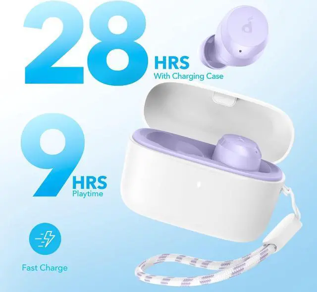 Alt view image 4 of 7 - Soundcore by Anker A20i True Wireless Earbuds, Bluetooth 5.3, App, Customized Sound, 28H Long Playtime, Water-Resistant, 2 Mics for AI Clear Calls, Single Earbud Mode Purple