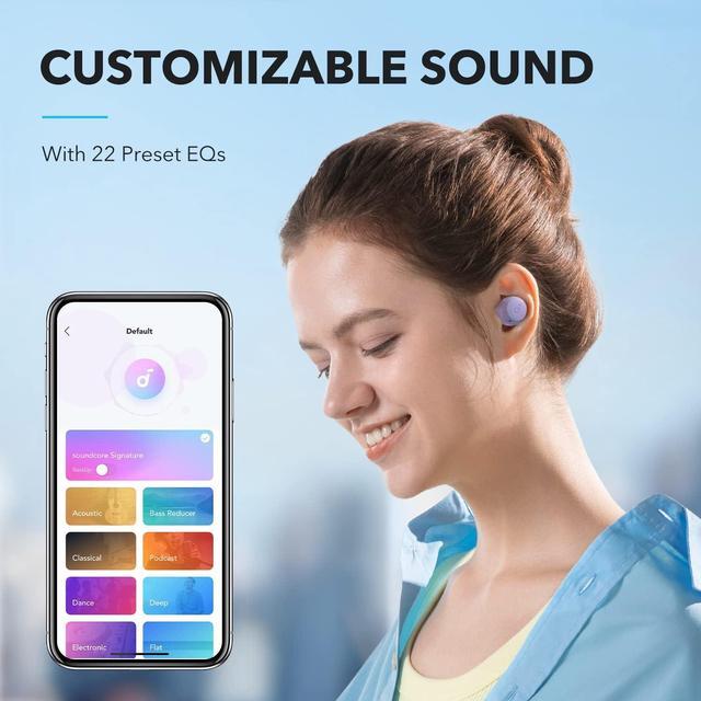 Alt view image 2 of 7 - Soundcore by Anker A20i True Wireless Earbuds, Bluetooth 5.3, App, Customized Sound, 28H Long Playtime, Water-Resistant, 2 Mics for AI Clear Calls, Single Earbud Mode Purple