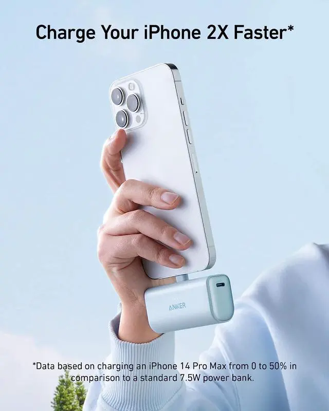 Alt view image 3 of 6 - Anker Nano Power Bank with Built-in Lightning Connector, Portable Charger 5,000mAh MFi Certified 12W, Compatible with iPhone 14/14 Pro / 14 Plus / 14 Pro Max, iPhone 13 and 12 Series