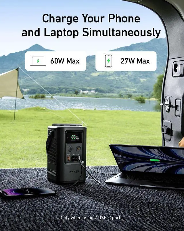 Alt view image 4 of 6 - Anker 60,000mAh 548 Power Bank (PowerCore Reserve 192Wh), LiFePO4 Portable Charger with Smart Digital Display, Retractable Auto Lighting and SOS Mode, 60W for Outdoor Camping and Emergency