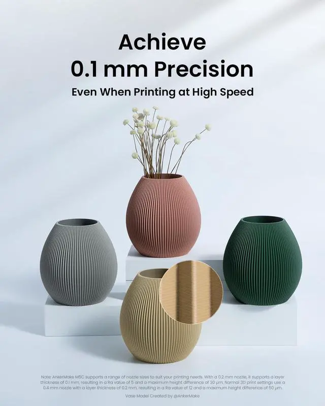 Alt view image 6 of 6 - AnkerMake M5C 3D Printer, Easy Control via Multi-Device, 500 mm/s High-Speed Printing in Fast Mode, Smooth Detail, Intuitive, Auto-Leveling, Integrated Aluminum Alloy Base, 220×220×250 mm Print Volume
