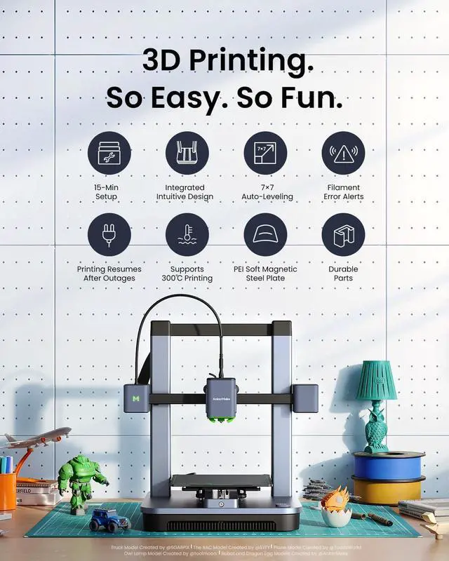 Alt view image 5 of 6 - AnkerMake M5C 3D Printer, Easy Control via Multi-Device, 500 mm/s High-Speed Printing in Fast Mode, Smooth Detail, Intuitive, Auto-Leveling, Integrated Aluminum Alloy Base, 220×220×250 mm Print Volume