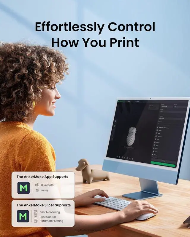 Alt view image 3 of 6 - AnkerMake M5C 3D Printer, Easy Control via Multi-Device, 500 mm/s High-Speed Printing in Fast Mode, Smooth Detail, Intuitive, Auto-Leveling, Integrated Aluminum Alloy Base, 220×220×250 mm Print Volume
