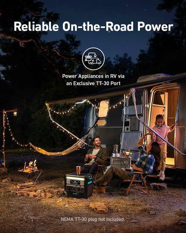 Alt view image 4 of 7 - Anker SOLIX F2000 Solar Generator, 2048Wh Portable Power Station with LiFePO4 Batteries and 400W Solar Panel, GaNPrime Technology, 4 AC Outlets Up to 2400W for Home, Power Outages, Camping, and RVs
