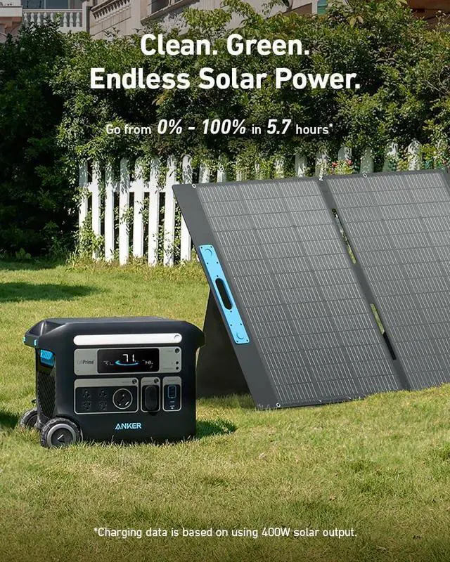 Alt view image 3 of 7 - Anker SOLIX F2000 Solar Generator, 2048Wh Portable Power Station with LiFePO4 Batteries and 400W Solar Panel, GaNPrime Technology, 4 AC Outlets Up to 2400W for Home, Power Outages, Camping, and RVs