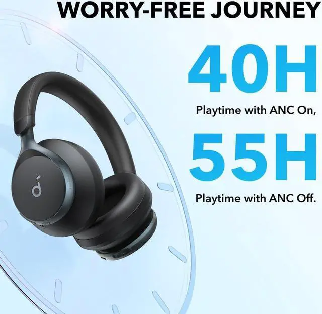 Alt view image 5 of 6 - Soundcore by Anker, Space One, Active Noise Cancelling Headphones, 2X Stronger Voice Reduction, 40H ANC Playtime, App Control,LDAC Hi-Res Wireless Audio,Comfortable Fit,Clear Calls, Bluetooth 5.3