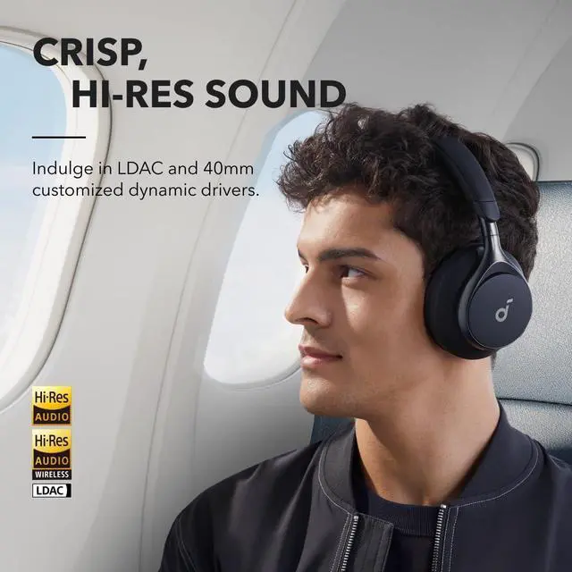 Alt view image 4 of 6 - Soundcore by Anker, Space One, Active Noise Cancelling Headphones, 2X Stronger Voice Reduction, 40H ANC Playtime, App Control,LDAC Hi-Res Wireless Audio,Comfortable Fit,Clear Calls, Bluetooth 5.3