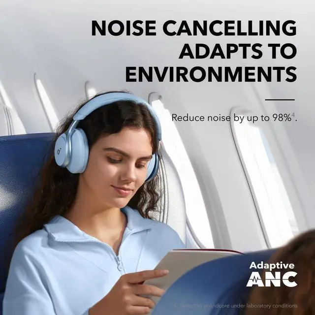 Alt view image 3 of 6 - Soundcore by Anker, Space One, Active Noise Cancelling Headphones, 2X Stronger Voice Reduction, 40H ANC Playtime, App Control,LDAC Hi-Res Wireless Audio,Comfortable Fit,Clear Calls, Bluetooth 5.3 Blue