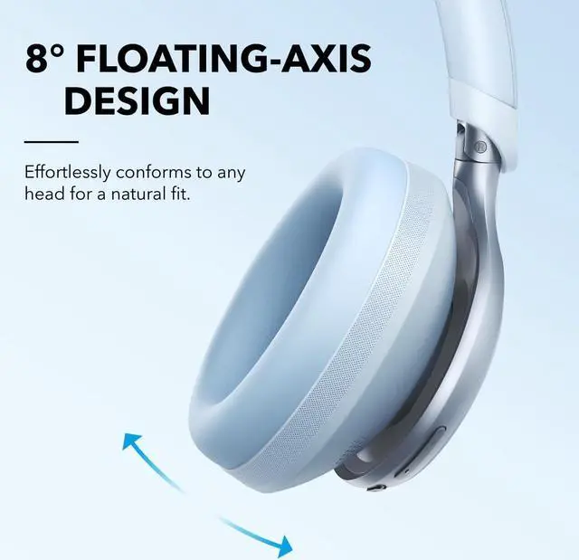 Alt view image 6 of 6 - Soundcore by Anker, Space One, Active Noise Cancelling Headphones, 2X Stronger Voice Reduction, 40H ANC Playtime, App Control,LDAC Hi-Res Wireless Audio,Comfortable Fit,Clear Calls, Bluetooth 5.3 Blue