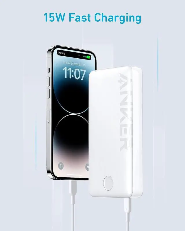 Alt view image 3 of 6 - Anker Portable Charger, 325 Power Bank (PowerCore 20K II), 20,000mAh Battery Pack with 2-Port, 15W High-Speed Charging for iPhone, Samsung Galaxy, and More White