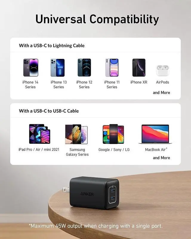 Alt view image 6 of 6 - Anker 47W USB C Charger (Nano 3), 2 Port Compact Foldable GaN Fast Charger for iPhone 15/15 Plus/15 Pro/15 Pro Max/14, Galaxy, Pixel 4/3, iPad/iPad Mini (Cable Not Included) - Black