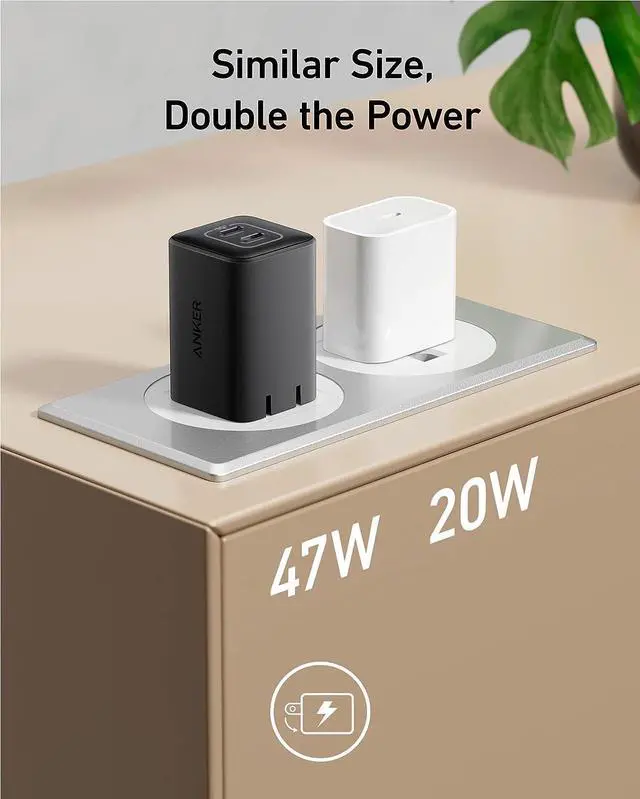 Alt view image 5 of 6 - Anker 47W USB C Charger (Nano 3), 2 Port Compact Foldable GaN Fast Charger for iPhone 15/15 Plus/15 Pro/15 Pro Max/14, Galaxy, Pixel 4/3, iPad/iPad Mini (Cable Not Included) - Black