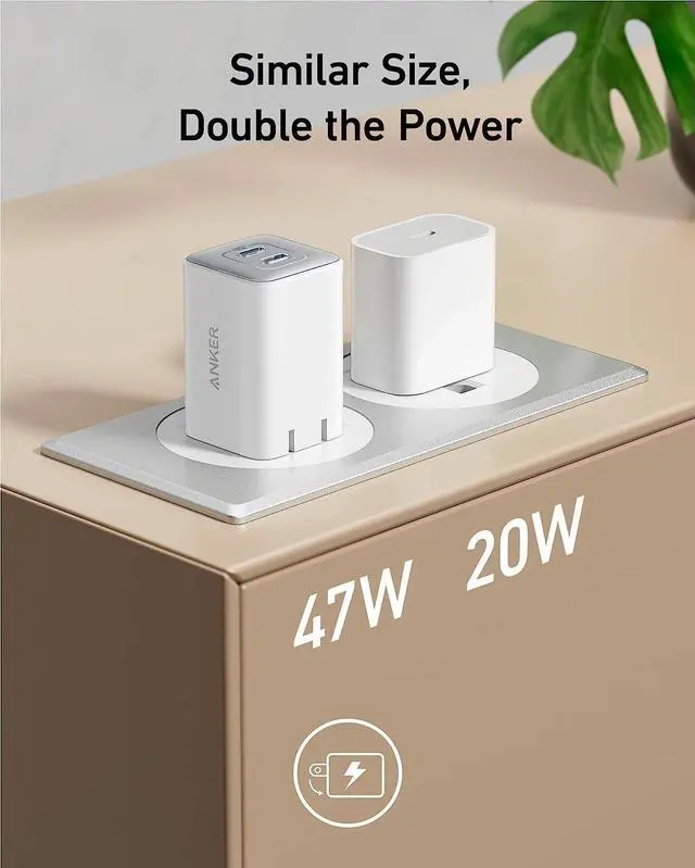 Alt view image 5 of 6 - Anker 47W USB C Charger (Nano 3), 2 Port Compact Foldable GaN Fast Charger for iPhone 15/15 Plus/15 Pro/15 Pro Max/14, Galaxy, Pixel 4/3, iPad/iPad Mini (Cable Not Included) - White