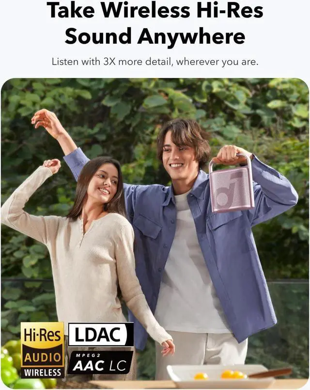 Alt view image 4 of 7 - Soundcore Motion X500 Portable Bluetooth Speaker, Wireless Speaker with Immersive Spatial Audio, Wireless Hi-Res Sound with 3X Detail, 3-Channel Audio, and an Upward Firing Driver with Ambient Light