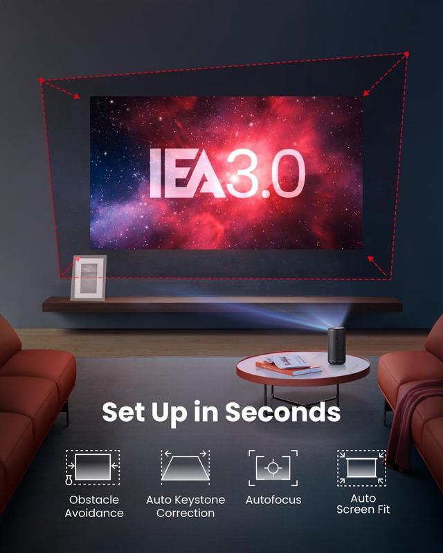 Alt view image 5 of 6 - NEBULA Capsule 3 GTV Projector, Netflix Officially Licensed, 1080P Smart Mini Projector with Wi-Fi, 2.5 Hours of Playtime, 120-Inch Display, Dolby Digital, Ultra Portable for any Space