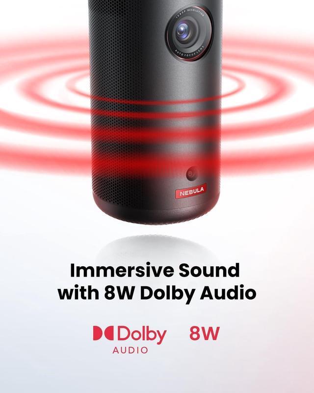 Alt view image 6 of 6 - NEBULA Capsule 3 GTV Projector, Netflix Officially Licensed, 1080P Smart Mini Projector with Wi-Fi, 2.5 Hours of Playtime, 120-Inch Display, Dolby Digital, Ultra Portable for any Space