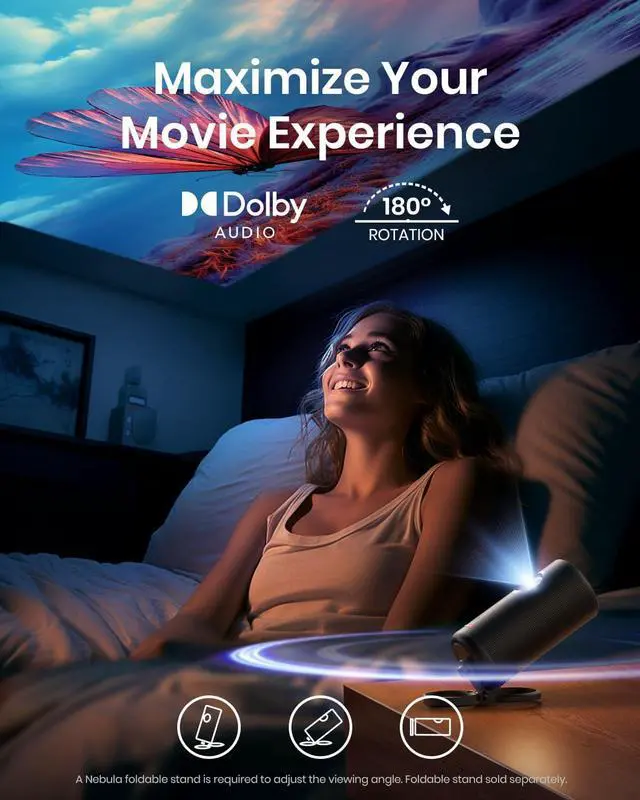 Alt view image 5 of 7 - NEBULA by Anker Capsule 3 Laser 1080p, Mini Smart TV Projector with wifi and bluetooth, Outdoor Portable Projector, Dolby Digital, Laser Projector, Autofocus, 120-Inch Picture, 2.5H Built-in Battery