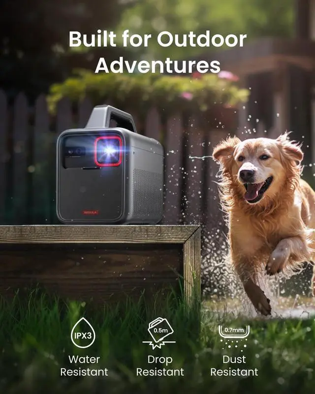 Alt view image 5 of 7 - NEBULA Mars 3 Outdoor Portable Projector, 1000 ANSI Lumens, AI-Powered Image, Built-In Battery with 5 Hour Playtime, Android TV, 200 Inch Home Theater, Camping, Road Trip, Backyard, or Anywhere